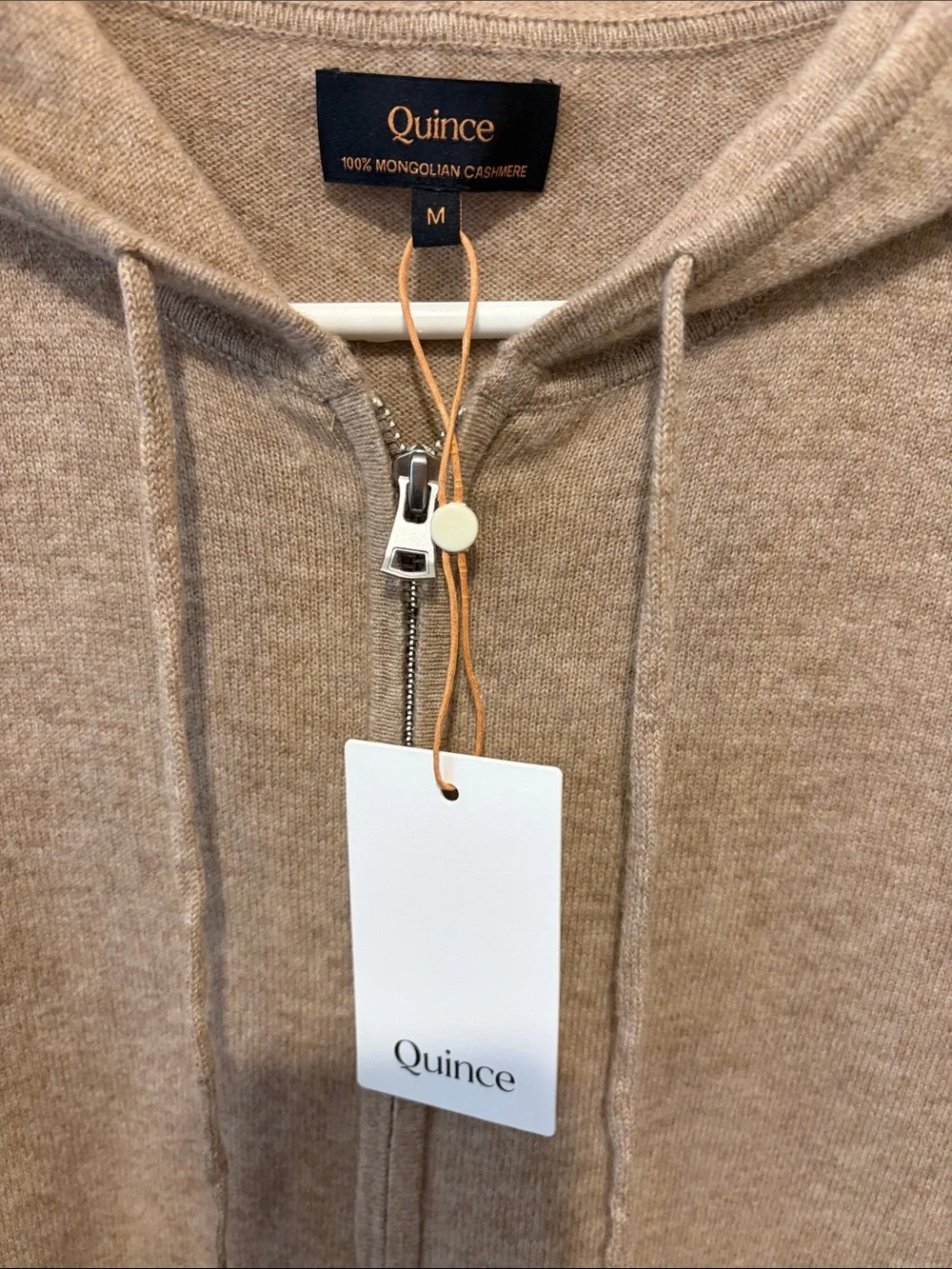 Quince Cashmere Zip Hoodie in Camel - Picture 2 of 3